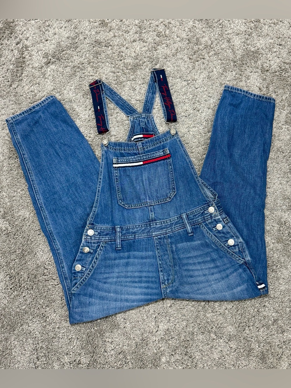 Tommy Hilfiger-Vintage 90s Logo Denim Overalls-Size 0